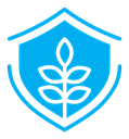 Shield with leafs color filled icon