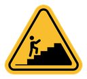 Caution stairway sign color filled icon