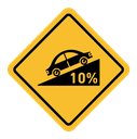 Steep slope ahead sign color filled icon