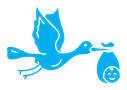 Stork with baby color filled icon