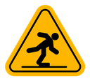 Tripping hazard warning sign color filled icon