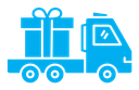 Truck carrying gift box color filled icon