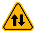 Two way traffic sign color filled icon