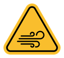 Wind warning sign color filled icon