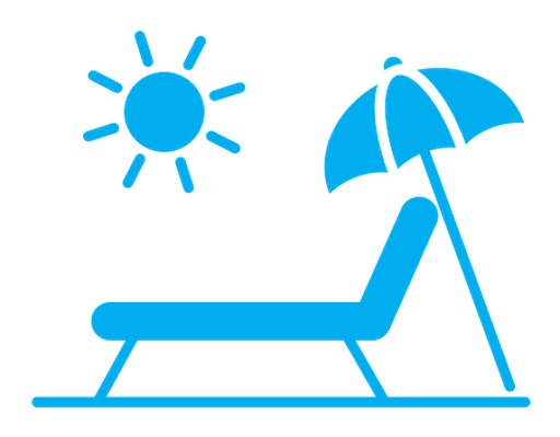 Beach chair with umbrella color filled icon