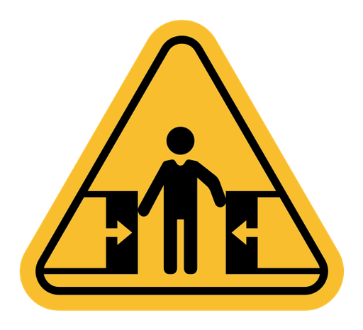 Risk of crushing warning sign color filled icon