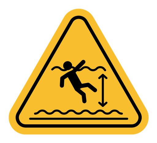 Deep water warning sign color filled icon