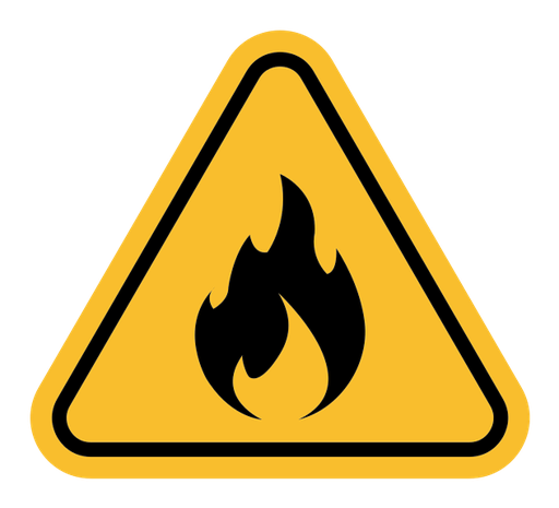 Fire warning sign color filled icon