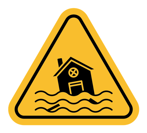 Flood disaster sign color filled icon