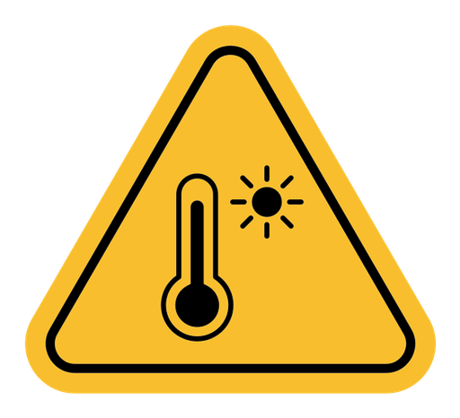 High temperature warning sign color filled icon