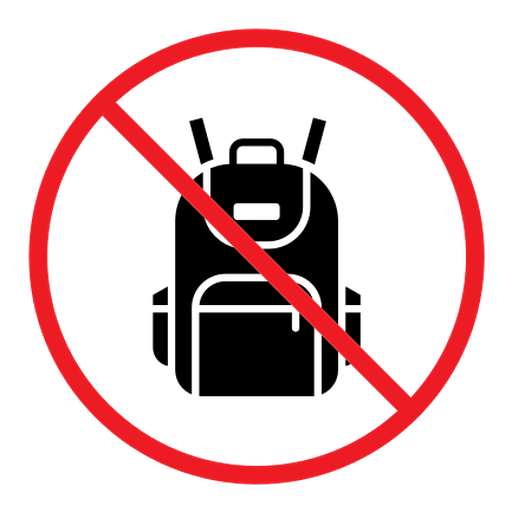 No backpacks allowed sign color filled icon