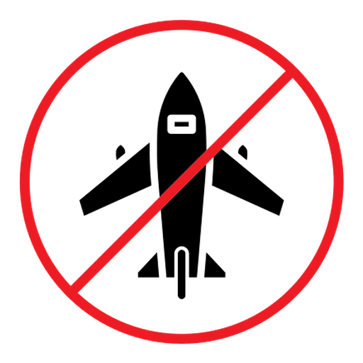 No plane sign color filled icon