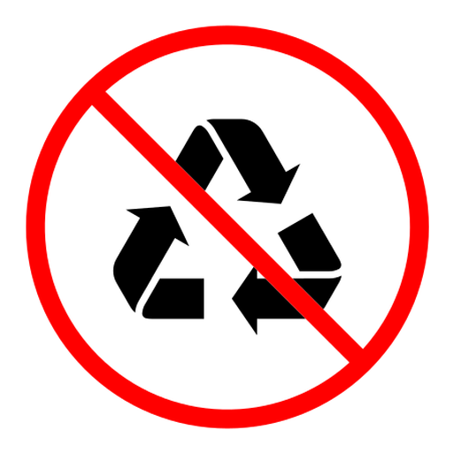 Recycle prohibition sign color filled icon