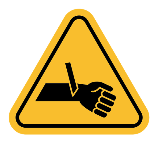 Cutting hand straight blade sign color filled icon