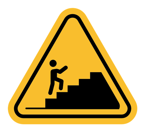 Caution stairway sign color filled icon