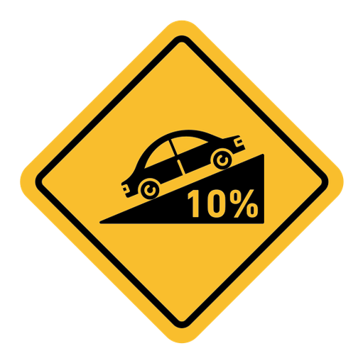 Steep slope ahead sign color filled icon