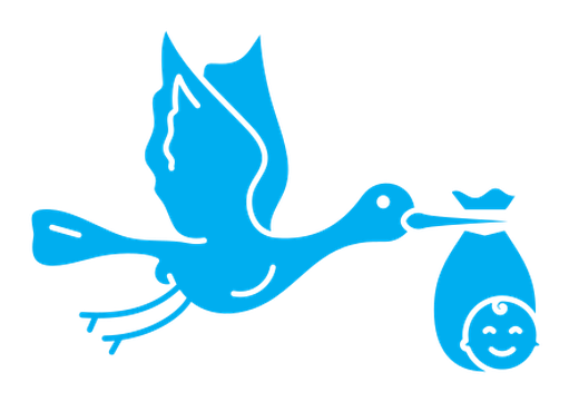 Stork with baby color filled icon