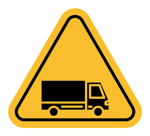Truck warning sign color filled icon