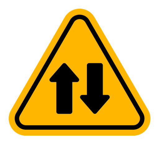 Two way traffic sign color filled icon