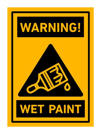 Wet paint sign color filled icon