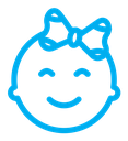 Baby girl face color outline icon