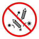 Ban on fireworks sign color outline icon