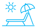Beach chair with umbrella color outline icon