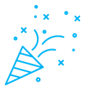 Confetti party popper color outline icon