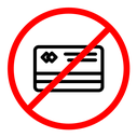 Credit card with prohibition sign color outline icon