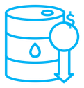 Crude oil barrel price falling down color outline icon