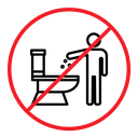 Do not litter in toilet sign color outline icon