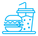 Hamburger and soft drink cup color outline icon