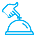 Hand touching service bell color outline icon