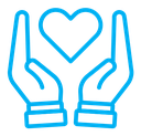Heart and hands color outline icon