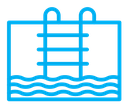 Ladder in swimming pool color outline icon