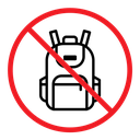 No backpacks allowed sign color outline icon