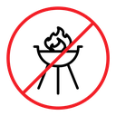 No barbecue with fire sign color outline icon