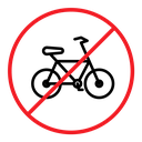 Bicycle prohibition sign color outline icon