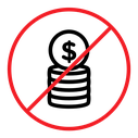 No cash sign color outline icon