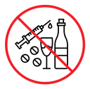 No drugs or alcohol sign color outline icon