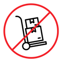 No hand truck sign color outline icon