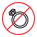 No jewelry sign (2) color outline icon