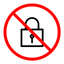 No lock sign color outline icon