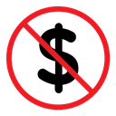No dollar sign color outline icon