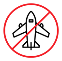 No plane sign color outline icon