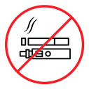 No smoking including electronic cigarettes sign color outline icon