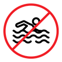 No swimming sign color outline icon