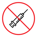 No syringe sign color outline icon