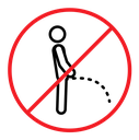 Ban piss sign color outline icon