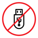 No USB flash drive sign color outline icon